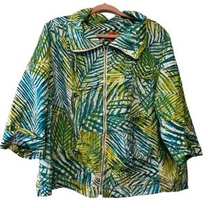 Ruby Rd. Linen Blend Zip Front Jacket